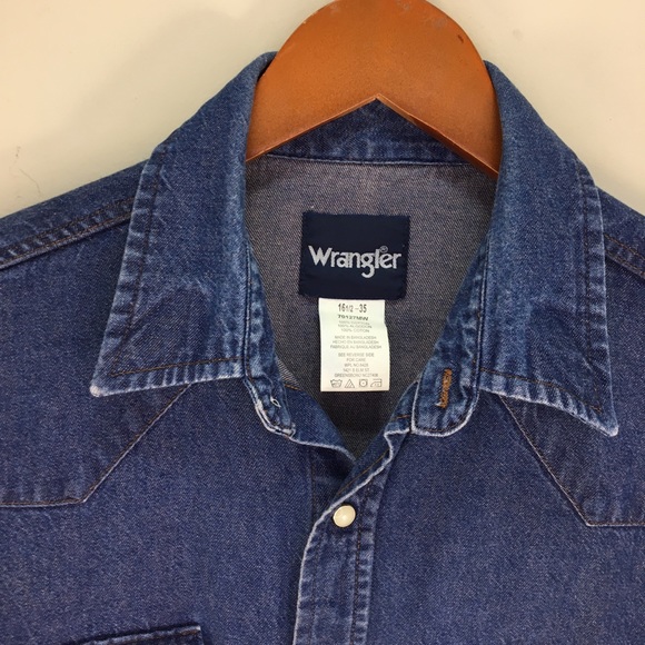 Wrangler Men’s SZ LG Pearl Snap Denim Long Sleeve - Picture 7 of 7